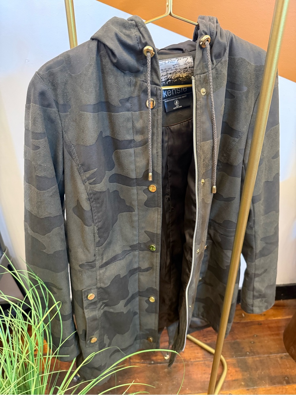 Kensie Men's Gray Camo Hooded Field Jacket